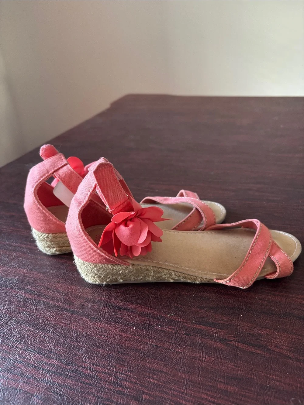 Gymboree Coral Pink Flower Ankle-Strap Sandals